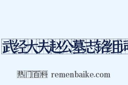 武经大夫赵公墓志铭组词是什么意思的图片